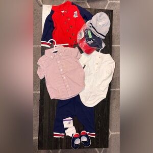 Janie and Jack Red and White Striped Button Down Shirt